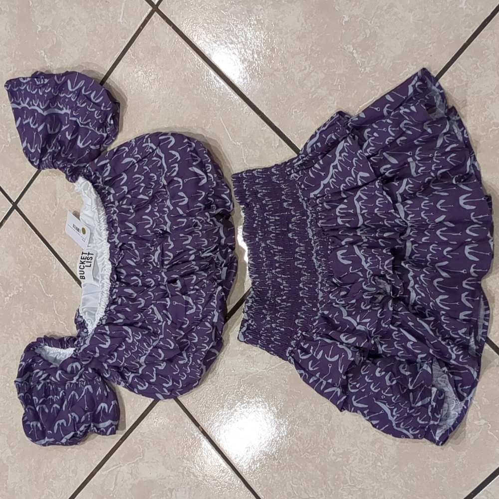Bucket List Clothing Purple Mini Skirt & Top Size Small NWT